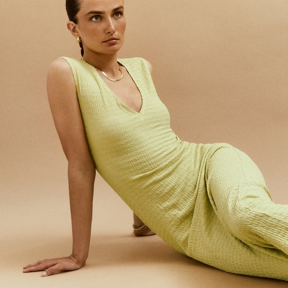 worn once, Reformation Palm Knit Dress, Sz XL, Color Limey